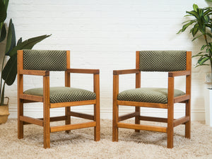 Olive Green Checker Vintage Armchair