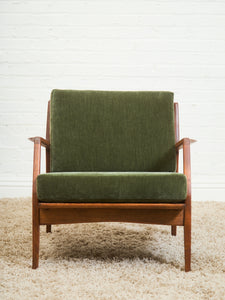 Mid Century Danish Modern Ib Kofod Larsen for Selig Walnut Lounge Chair