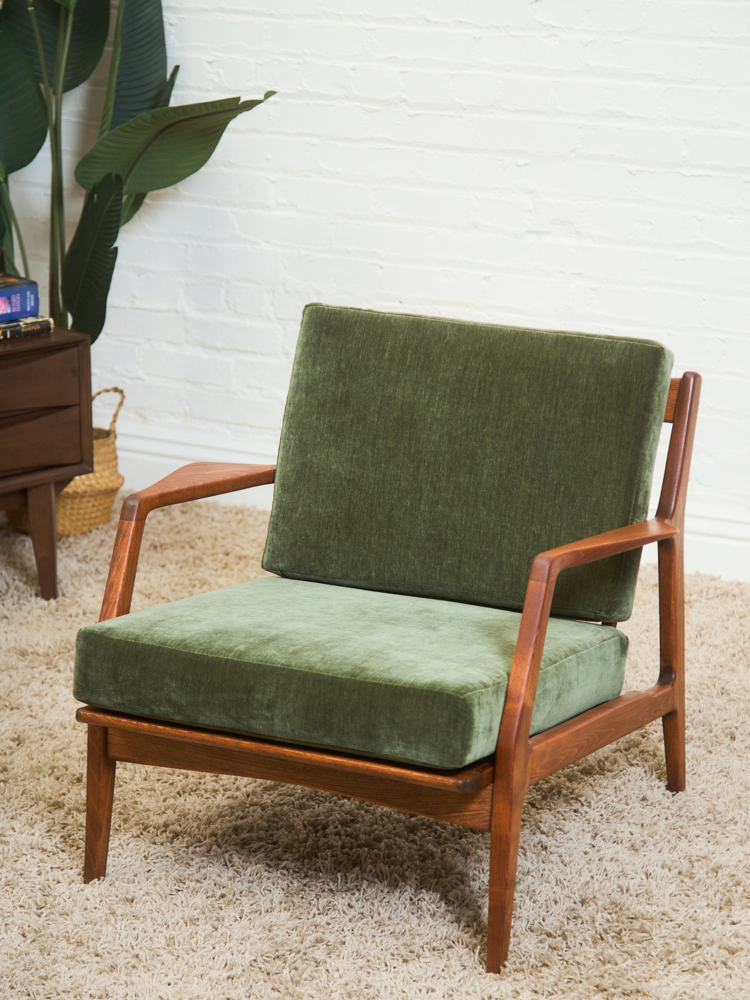 Mid Century Danish Modern Ib Kofod Larsen for Selig Walnut Lounge Chair