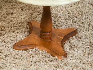 Traventine Round pedestal Vintage Side Table