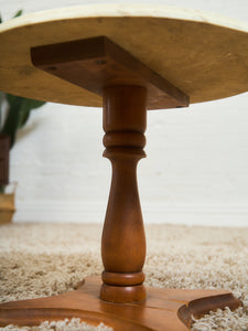 Traventine Round pedestal Vintage Side Table