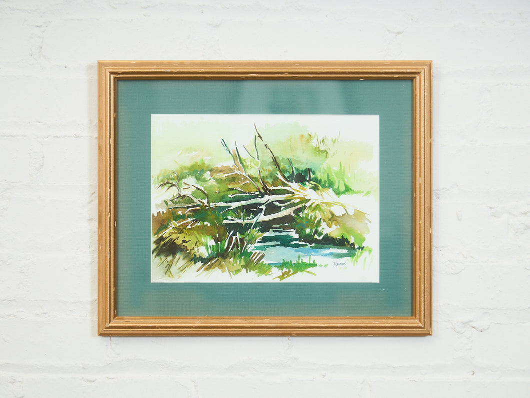 Reflections by the Stream Watercolor Signed