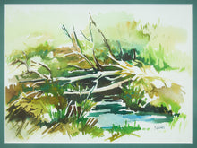 Load image into Gallery viewer, Reflections by the Stream Watercolor Signed

