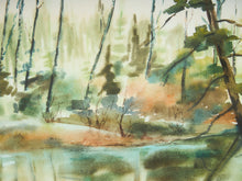 Load image into Gallery viewer, Woodland Reflections” Watercolor Landscape by S. Fulton
