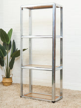 Load image into Gallery viewer, Milo Baughman Design Institute Tubular Chrome Caned Etagere Bookshelf Display
