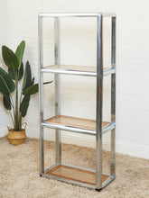 Load image into Gallery viewer, Milo Baughman Design Institute Tubular Chrome Caned Etagere Bookshelf Display
