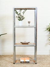 Load image into Gallery viewer, Milo Baughman Design Institute Tubular Chrome Caned Etagere Bookshelf Display
