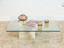 Load image into Gallery viewer, 1970s Artedi Travertine and Brass Coffee Table With Glass Top Made in Italy

