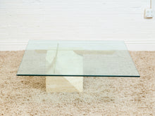 Load image into Gallery viewer, 1970s Artedi Travertine and Brass Coffee Table With Glass Top Made in Italy
