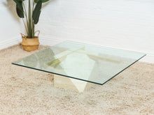 Load image into Gallery viewer, 1970s Artedi Travertine and Brass Coffee Table With Glass Top Made in Italy
