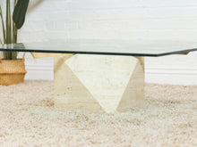 Load image into Gallery viewer, 1970s Artedi Travertine and Brass Coffee Table With Glass Top Made in Italy
