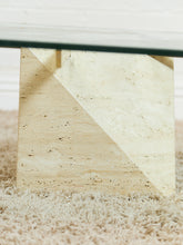 Load image into Gallery viewer, 1970s Artedi Travertine and Brass Coffee Table With Glass Top Made in Italy

