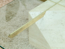 Load image into Gallery viewer, 1970s Artedi Travertine and Brass Coffee Table With Glass Top Made in Italy
