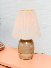 Load image into Gallery viewer, Vintage Studio Pottery Lamp with Pleated Shade 1970s Organic Modern
