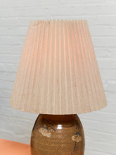 Load image into Gallery viewer, Vintage Studio Pottery Lamp with Pleated Shade 1970s Organic Modern
