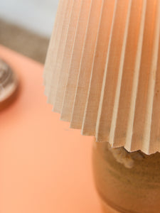 Vintage Studio Pottery Lamp with Pleated Shade 1970s Organic Modern