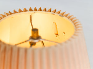 Vintage Studio Pottery Lamp with Pleated Shade 1970s Organic Modern