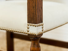 Load image into Gallery viewer, Spanish Revival Carved Wood Armchair with Cream Upholstery
