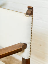 Load image into Gallery viewer, Spanish Revival Carved Wood Armchair with Cream Upholstery
