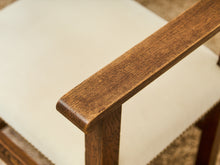 Load image into Gallery viewer, Spanish Revival Carved Wood Armchair with Cream Upholstery
