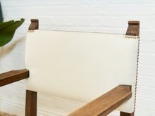 Load image into Gallery viewer, Spanish Revival Carved Wood Armchair with Cream Upholstery
