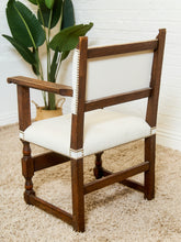 Load image into Gallery viewer, Spanish Revival Carved Wood Armchair with Cream Upholstery
