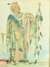 Load image into Gallery viewer, Vintage Portrait of a Plains Warrior Matted &amp; Framed Lithograph
