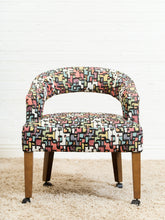 Load image into Gallery viewer, Set of Mid-Century Barrel Arm Chairs in Abstract Upholstery
