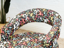 Load image into Gallery viewer, Set of Mid-Century Barrel Arm Chairs in Abstract Upholstery

