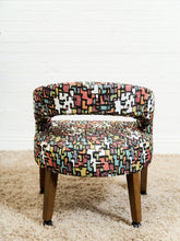 Load image into Gallery viewer, Set of Mid-Century Barrel Arm Chairs in Abstract Upholstery
