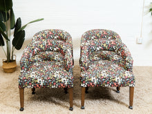 Load image into Gallery viewer, Set of Mid-Century Barrel Arm Chairs in Abstract Upholstery
