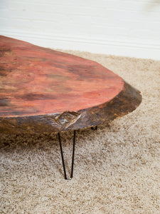 Burlwood Mid Century Coffee Table with Hairpin legs