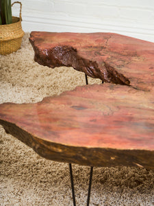 Burlwood Mid Century Coffee Table with Hairpin legs