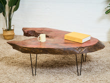 Load image into Gallery viewer, Burlwood Mid Century Coffee Table with Hairpin legs
