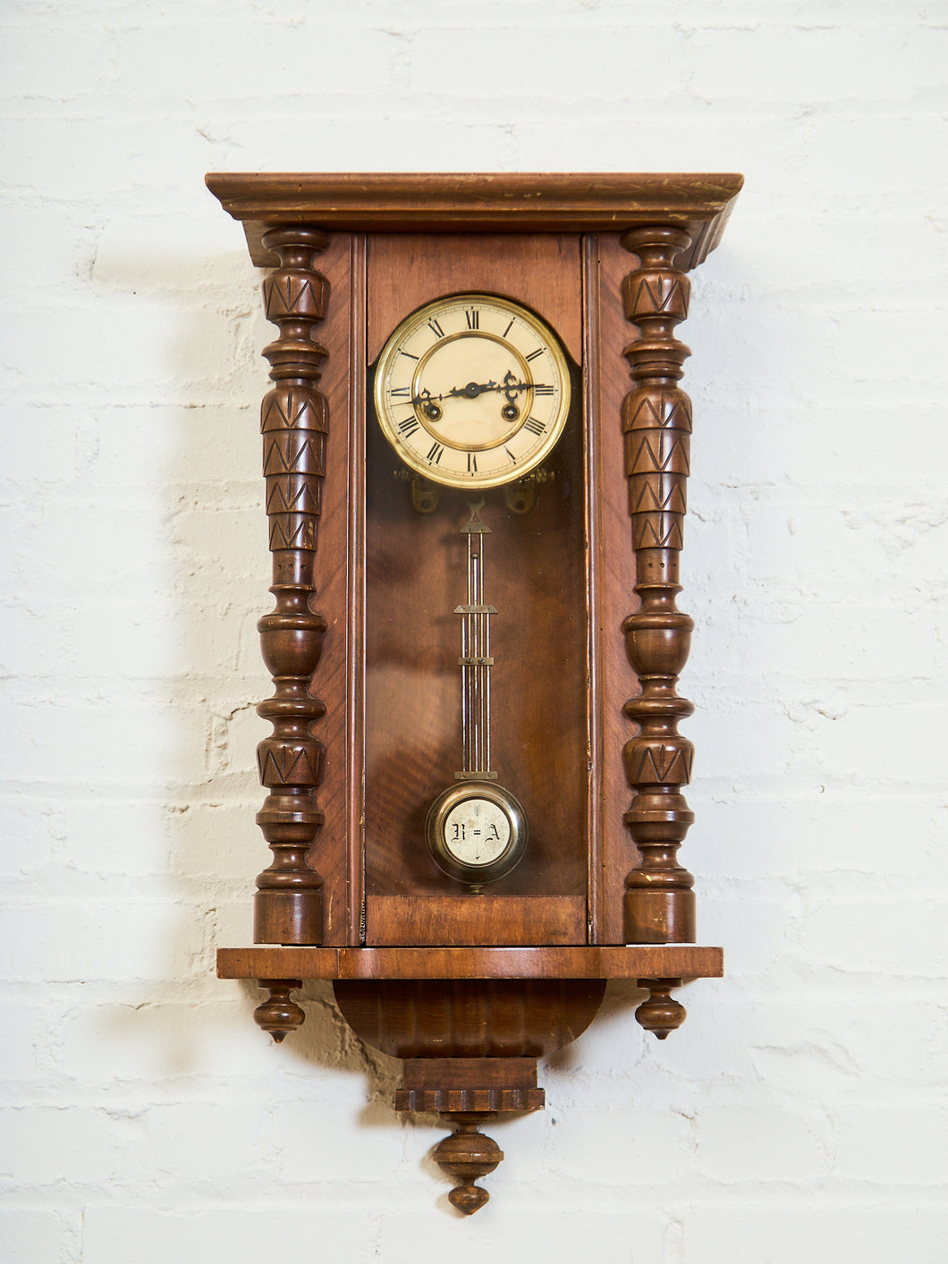 Antique Wall Clock Hamburg German Wood Case Top Bell Project Repair