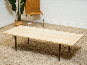 Travertine Mid Century Coffee Table