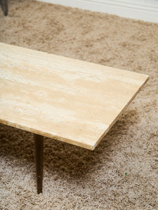 Travertine Mid Century Coffee Table