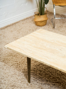 Travertine Mid Century Coffee Table