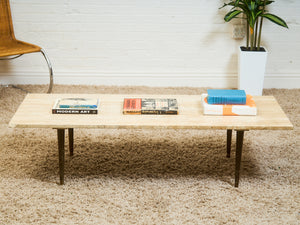 Travertine Mid Century Coffee Table