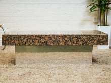 Load image into Gallery viewer, Post Modern Granite Coffee Table with Chrome Pedestal Base
