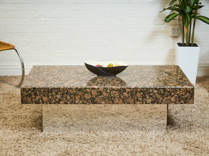 Post Modern Granite Coffee Table with Chrome Pedestal Base