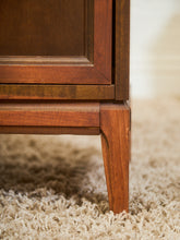 Load image into Gallery viewer, Mid-Century Walnut Long Dresser with Sculpted Details and Brass Pulls
