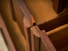 Load image into Gallery viewer, Mid-Century Walnut Long Dresser with Sculpted Details and Brass Pulls
