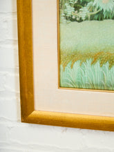 Load image into Gallery viewer, Framed Balinese Watercolor Painting of Rice Farmers on Silk
