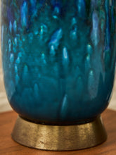 Load image into Gallery viewer, Studio Pottery Glazed Blue Lamp
