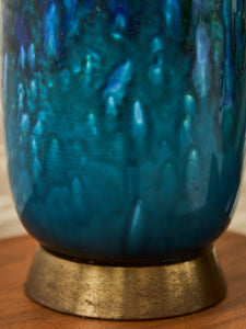 Studio Pottery Glazed Blue Lamp