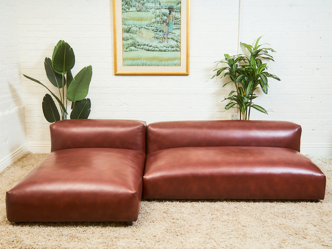 Low profile 70’s Style Cantina Leather Sofa