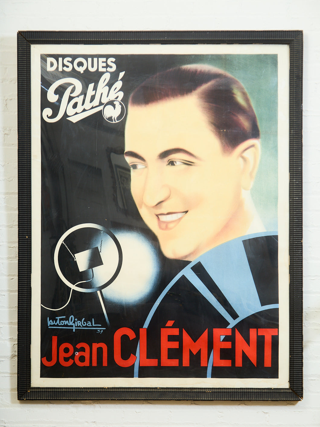 Large Original French Vintage Poster Jean Clement Disques Pathe
