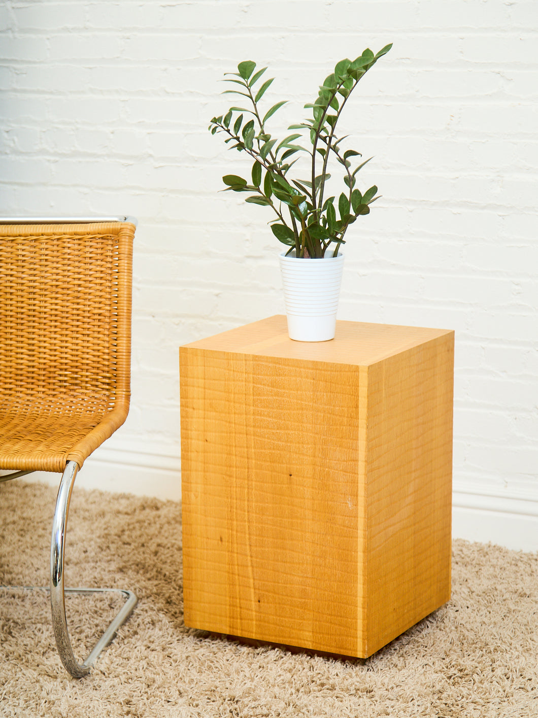 Blonde Pedestal Table with Plinth base