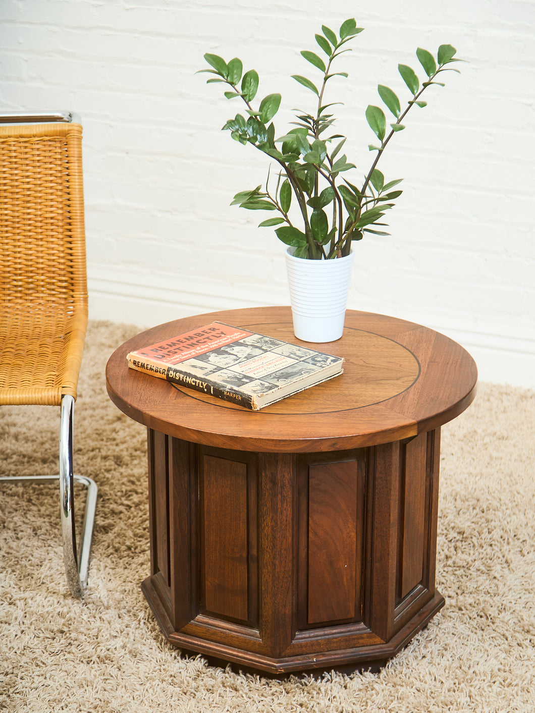1970’s Round End Table with Storage
